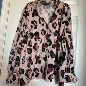 Eloquii Plus Size Long Sleeve Blouse Size 20 Leopard Print